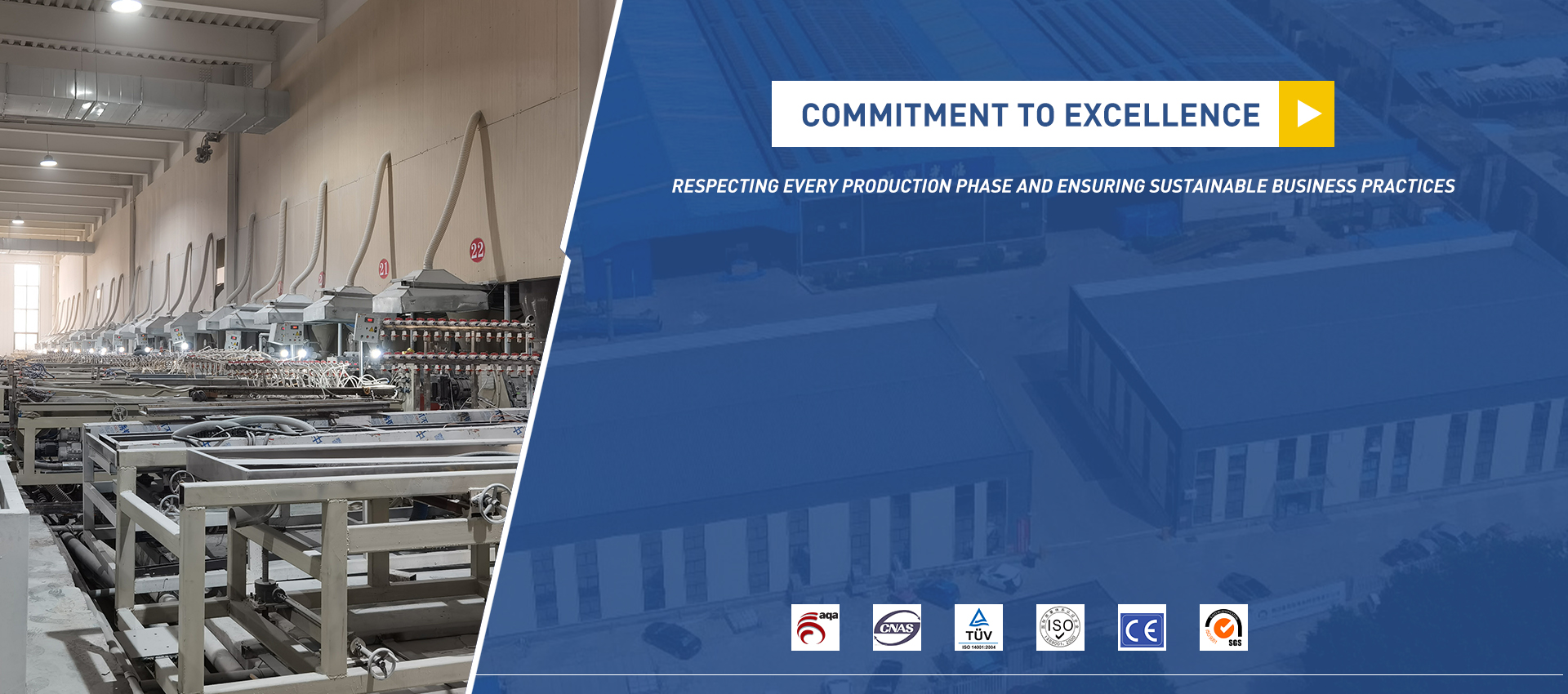 Banner featuring Shandong Demax Group's 20 years as a responsible one-stop building material provider, emphasizing their specialization in flooring with a background of expertise and reliability.
